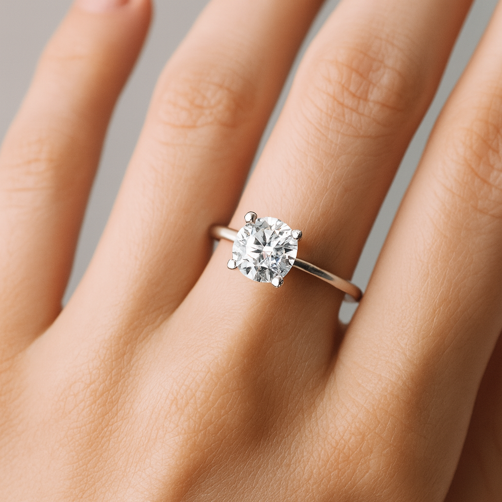 Anillo Solitario Clásico en uso