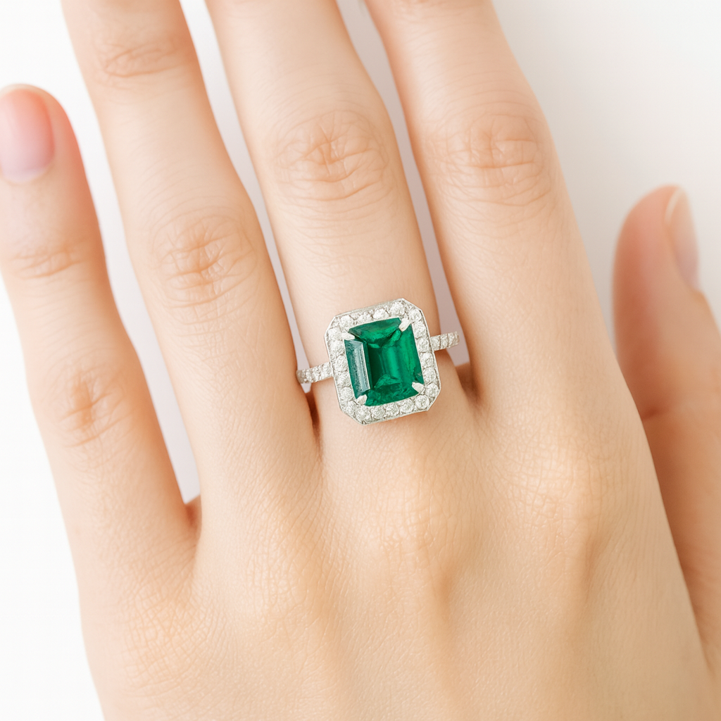Anillo Vintage Esmeralda en uso